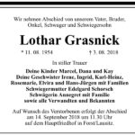 Traueranzeige Lothar Grasnick