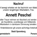 Nachruf Annett Peschel