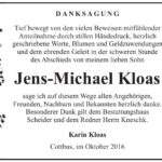 Danksagung Jens-Michael Kloas