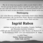 Danksagung Ingrid Ruben