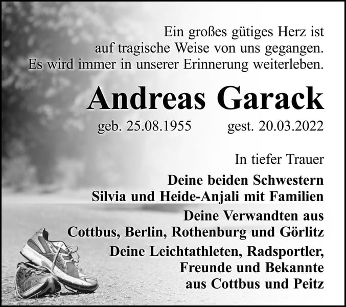 Traueranzeige Andreas Garack