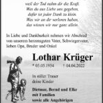Traueranzeige Lothar Krüger