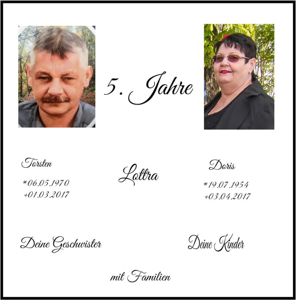 Traueranzeige Torsten und Doris Lottra