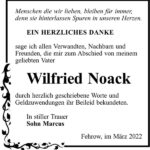 Danksagung Wilfried Noack