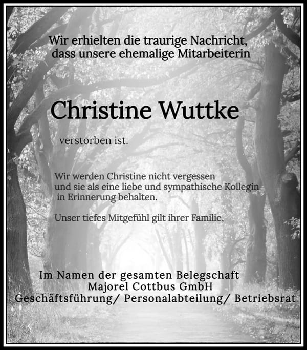 Nachruf Christine Wuttke