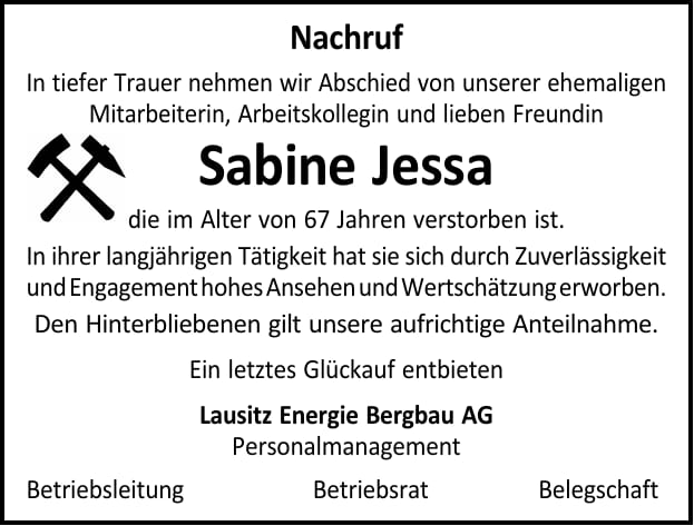 Nachruf Sabine Jessa