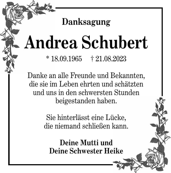 Danksagung Andrea Schubert