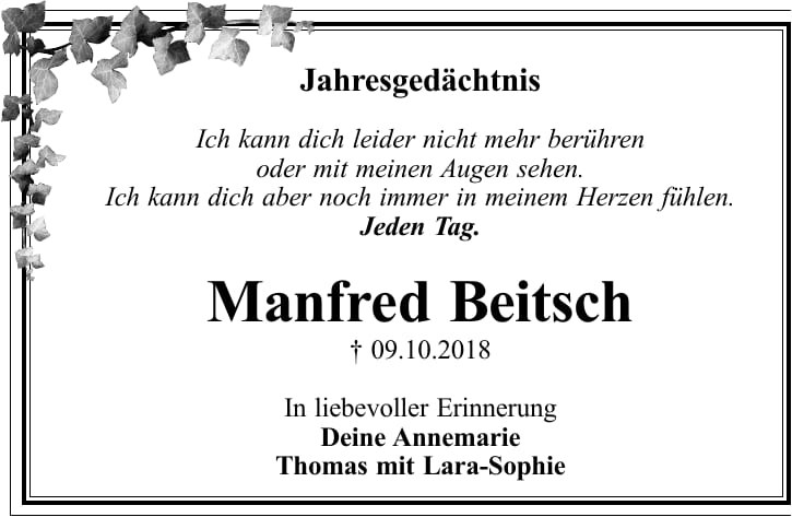 Jahresgedenken Manfred Beitsch