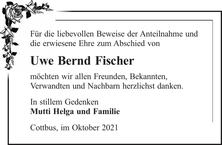 Danksagung Uwe Bernd Fischer