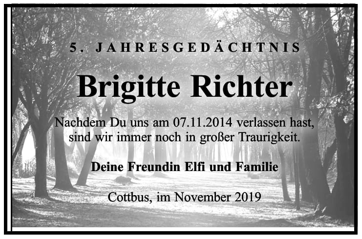 Traueranzeige Brigitte Richter