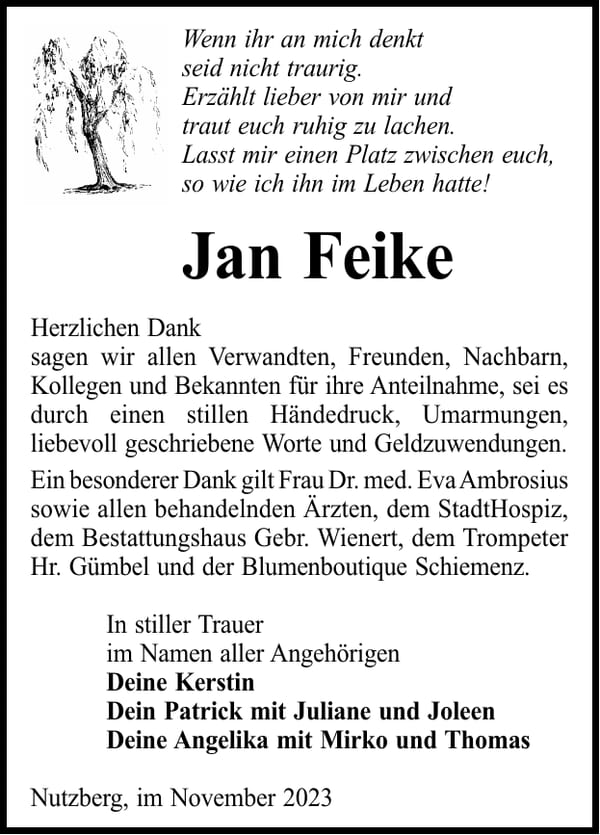 Danksagung Jan Feike