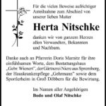 Danksagung Herta Nitschke