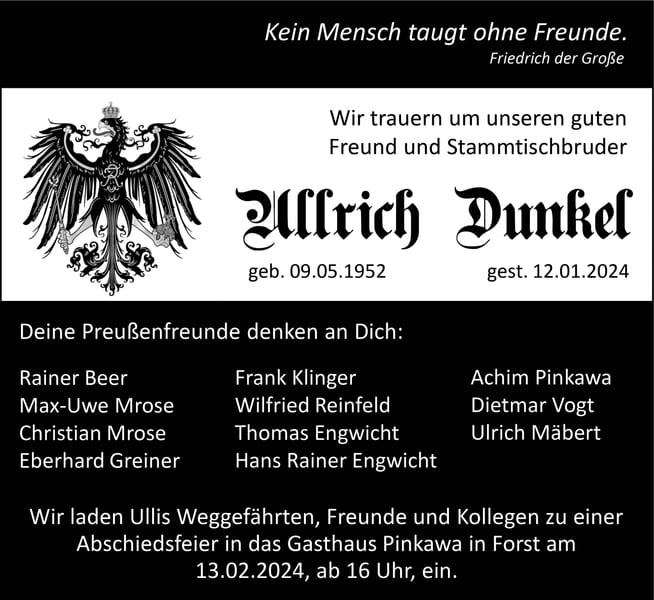 Nachruf Ullrich Dunkel