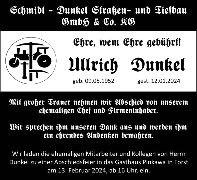 Nachruf Ullrich Dunkel