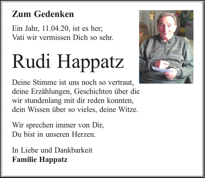 Jahresgedenken Rudi Happatz