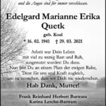Traueranzeige Edelgard Marianne Erika Quetk, geb. Koal