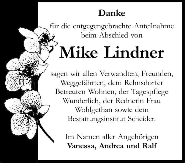 Danksagung Mike Lindner