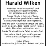 Danksagung Harald Wilken