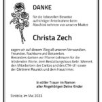 Traueranzeige Christa Zech