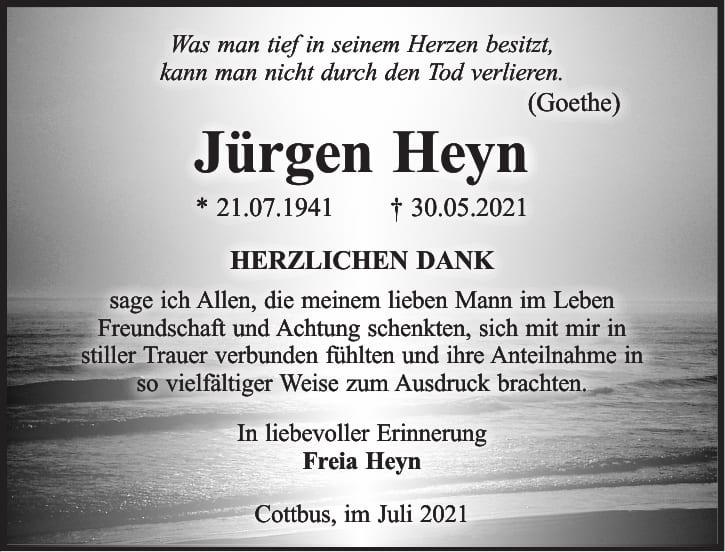 Danksagung Jürgen Heyn