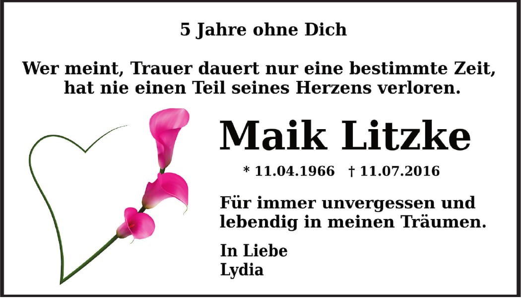 Traueranzeige Maik Litzke