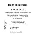 Danksagung Hans Hillebrand