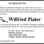 Danksagung Wilfried Piater