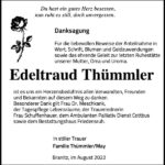 Danksagung Edeltraud Thümmler