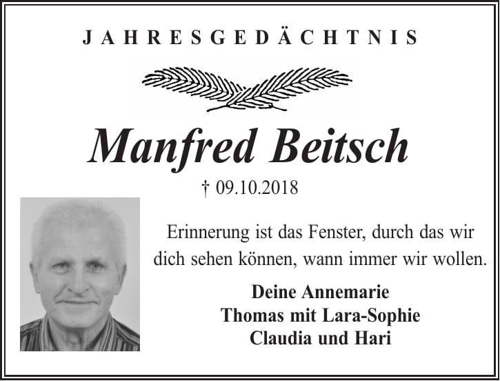 Jahresgedenken Manfred Beitsch