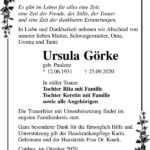 Traueranzeige Ursula Görke, geb. Paulenz