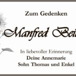 Jahresgedenken Manfred Beitsch