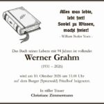 Traueranzeige Werner Grahm