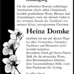 Danksagung Heinz Domke