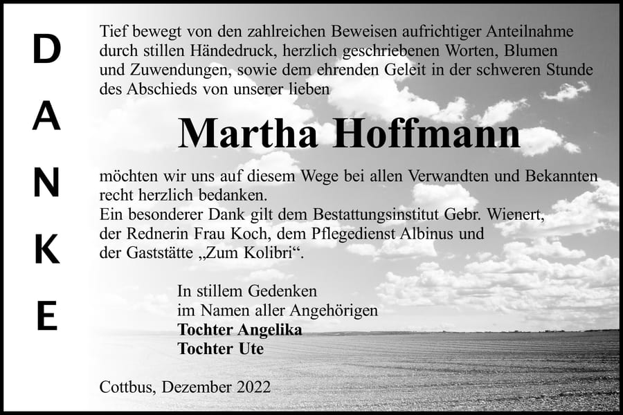 Danksagung Martha Hoffmann