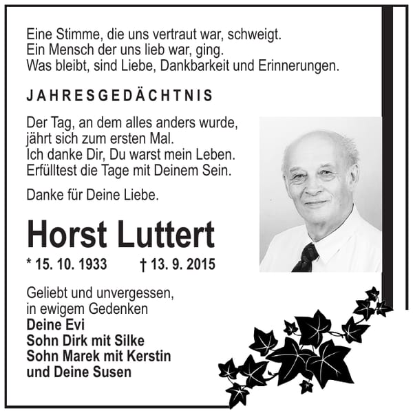 Jahresgedenken Horst Luttert