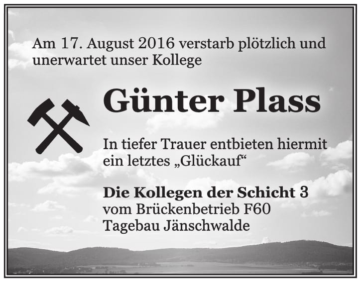 Nachruf Günter Plass