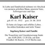 Traueranzeige Karl Kaiser