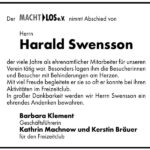 Traueranzeige Harald Swensson