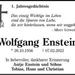 Jahresgedenken Wolfgang Enstein