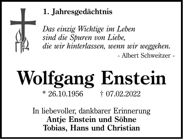 Jahresgedenken Wolfgang Enstein