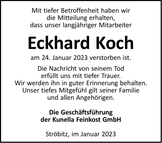 Nachruf Eckhard Koch