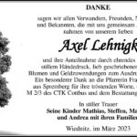 Danksagung Axel Lehnigk