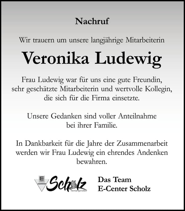 Nachruf Veronika Ludewig