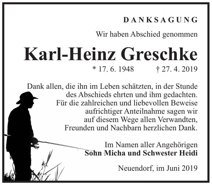Traueranzeige Karl-Heinz Greschke