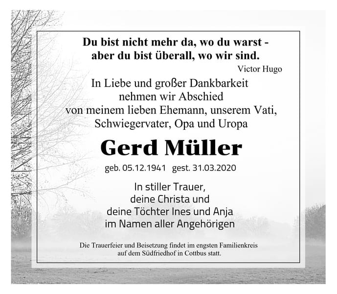 Traueranzeige Gerd Müller