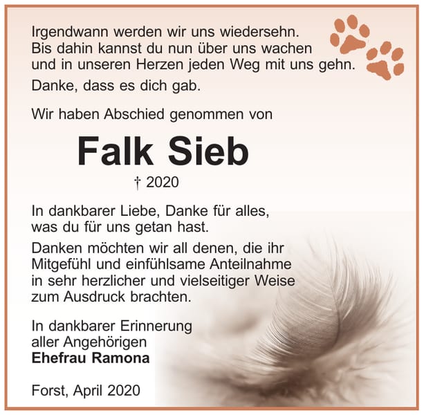 Traueranzeige Falk Sieb