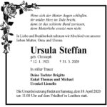 Traueranzeige Ursula Steffan, geb. Christoph