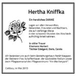 Danksagung Hertha Kniffka