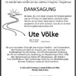 Danksagung Ute Völke, geb. Trinowitz