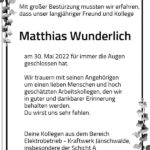 Nachruf Matthias Wunderlich
